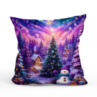 Housse de coussin décorative motif bonhomme de neige et grotte de glace de Noël, drôle et amusante, pour canapé et décoration intérieure des fêtes