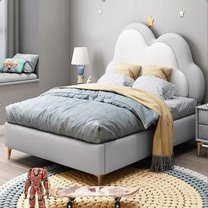 Nuevo diseño, muebles de dormitorio para niños, marco de cama individual de madera para niñas y niños de dibujos animados, cama para niños tapizada de PU - Product Image 5