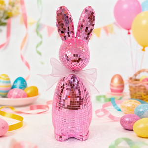 Декоративная статуэтка кролика YACHEN с зеркальным эффектом и декором в виде диско-шара для пасхальных праздников и украшения интерьера - Product Image 6