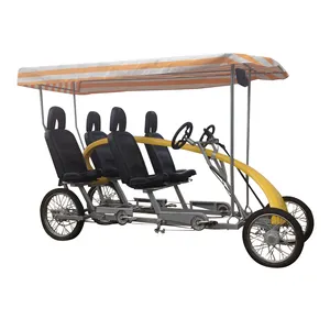 doppel sitz fahrrad erwachsene Suppliers-Quadri cycle Hersteller Luxus Adult 4 Sitz Sightseeing Allrad Roadster Bike