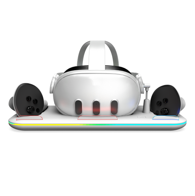 RGB Magnetic Charging Dock for Meta Quest 3 3S Fast Wireless Charging Station with Touch Point Controller Port