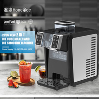 HONEYICE Machine à glaçons et smoothies 2-en-1 entièrement automatique, économe en énergie, pour usage domestique et hôtelier, emballage personnalisé, cocktails