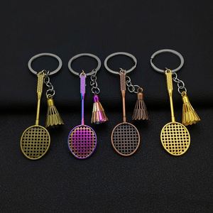 Llavero creativo de aleación de zinc con estampado de raqueta de bádminton estilo coreano, colgante deportivo, amuleto para coche o bolso, pequeño regalo al por mayor - Product Image 2