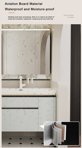 Meuble <span class=keywords><strong>de</strong></span> salle <span class=keywords><strong>de</strong></span> bain mural flottant moderne en contreplaqué durable et écologique avec une combinaison <span class=keywords><strong>de</strong></span> rangements robuste <span class=keywords><strong>pour</strong></span> hôtels et villas - Product Image 4