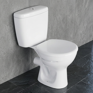 Inodoro de cerámica europeo de dos piezas con sifón en P y descarga dual, conjunto de baño con tanque acoplado - Product Image 3