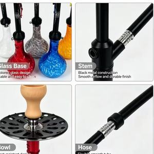 Cachimba de Vidrio de Lujo Moderna y Ecológica de Fábrica China con Base de Vidrio Grabado, Técnica Esmerilada de Acero Inoxidable y Manguera Única - Product Image 4