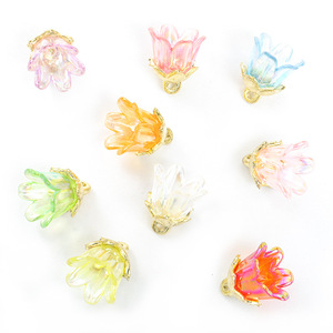 Ciondolo a forma di <span class=keywords><strong>campanula</strong></span> traslucida in lega color oro con petali a goccia per braccialetti Fairy Garden - Product Image 4