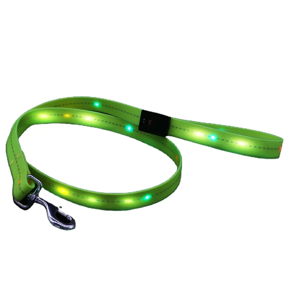 Offre Spéciale usine vente directe de haute qualité lumineux plomb pour animaux de compagnie USB Rechargeable LED PVC enduit sangle chien laisse et collier