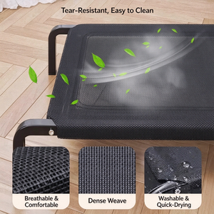 Lit surélevé pour animaux de compagnie, hamac respirant en maille pour chien et chat, lavable, avec structure en fer forgé - Product Image 4