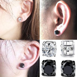 Stainless Steel Clip On <b>Earrings</b> 6mm 5A Zircon Magnetic <b>Studs</b> For Ear Cartilage No Piercing Jewelry Gift - Product Image 2