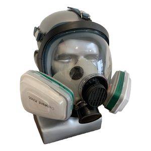 Filter proteksi ganda masker Gas keselamatan, masker wajah silikon pertempuran api - Product Image 2