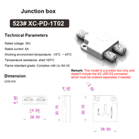 Boîtier de distribution électrique en gros d'usine, 1 entrée 4 sorties pour connecteur de câble filaire enfichable, connecteurs 22-20AWG