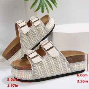 Sandalias de Mujer con Suela Gruesa y Doble Botón, Talla Grande 702, en Stock, Nuevas Sandalias de Plataforma con Esponja y Corcho para Aumentar la Altura - Product Image 4