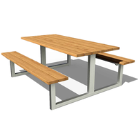 Meubles d'extérieur, table de pique-nique en bois WPC de 180 cm avec bancs, restaurant extérieur, école, patio, longue table de camping, ensemble de chaises de salle à manger