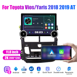Autoradio Android 2 Din pour Toyota Vios <span class=keywords><strong>Yaris</strong></span> <span class=keywords><strong>2018</strong></span> 2019 avec écran QLED 2K de 11,8 pouces, double bouton rotatif, Android Auto et CarPlay - Product Image 2