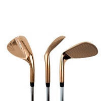 Wedge de golf plaqué or finition miroir pour droitier, 52/56/60 degrés, rainures pleines, tête en caoutchouc et acier inoxydable pour hommes/femmes