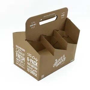 Kotak kemasan bir Logo OEM kemasan kertas karton bergelombang 6 pak pemegang botol bir untuk minuman