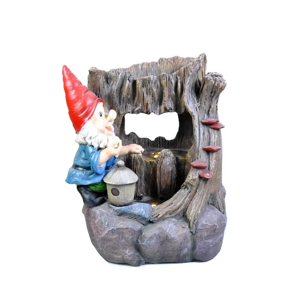 custom Outdoor Funny Gnome Resin Water Fountain Garden 47*38*54cm