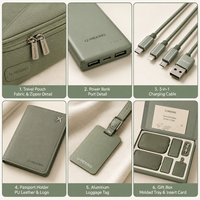 Kit de voyage compact et essentiel populaire : Pochette, bouteille, batterie externe, câble – Fournisseur de cadeaux promotionnels personnalisés avec logo OEM ODM
