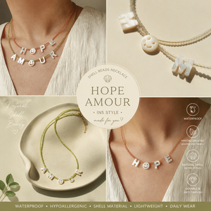 Collar Personalizado de Verano con Nombre de Perlas, Abalorios de Cristal y Letra de Concha Estética - Product Image 1