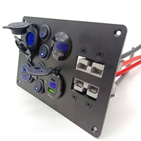 Interrupteur à bascule rond 4 gangues avec panneau en aluminium, voltmètre, interrupteur à bascule 12V, port USB PD, prise allume-cigare, prise Anderson 50A