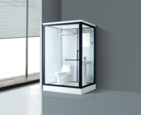 Kmry douche de salle de bain préfabriquée tout-en-un au design moderne cadre en aluminium et plateau en acrylique avec WC et toilettes