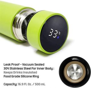 กระติกน้ำเก็บความร้อนสุญญากาศแบบมีจอแสดงอุณหภูมิ LED ขนาด 0.5 ลิตร สำหรับผู้ใหญ่ ของพรีเมี่ยม กระติกน้ำพลาสติก - Product Image 6