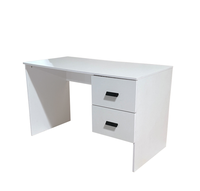 Bureau d'ordinateur Yukai en mélamine blanche avec deux tiroirs, table d'écriture, surface en bois, mobilier de bureau à domicile CD-M03