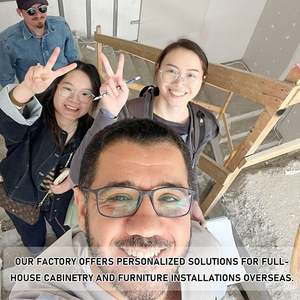 Professional Modular Kitchen Cupboard Island Unit Set Modern Solid Wood Cabinets <b>for</b> Villa Apartments Stainless MDF Home Kitchen - Product Image 4