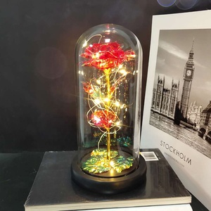 Lámpara LED rosa dorada eterna, lámina de oro de 24K, flores decorativas, luces, regalos artificiales para el Día de San Valentín para graduación - Product Image 4