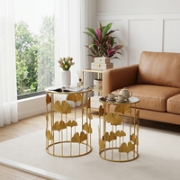 Ensemble de 2 tables basses en métal doré, décoratives, en fer, écologiques, style américain, mobilier moderne pour la maison, salon, vente en gros