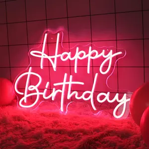 Happy Birthday Neon Sign Led Lettering Party Decorations Happy Birthday Neon Light