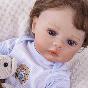 Poupées de baby-sitting de 22 bébés en peluche vente enfant en bas âge voiture en mouvement respirant noir fait à la main - Product Image 6