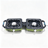 Réchaud à gaz butane portable, léger et pliable à 2 brûleurs, cuisinière de camping à double tête, contrôle de la flamme réglable, pique-nique en plein air