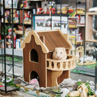 Pabrik SOVISUG Grosir Tempat Persembunyian Hamster Persegi dari Kayu Solid Alami Ramah Lingkungan, Kokoh, Tahan Lama, dan Tahan Air untuk Hewan Kecil di Dalam Ruangan