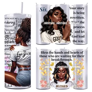 Vinilos Decorativos para Vasos con Diseño Inspirado en Mujeres Negras, Resistentes a los Rayos UV, Listos para Aplicar, para Vasos Rectos de 20 oz - Product Image 1