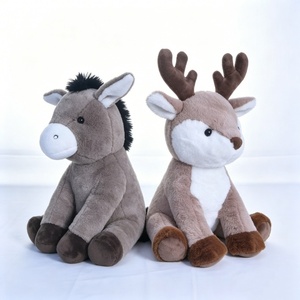Juego de peluches personalizados de reno y burro, par de peluches de animales de granja y bosque, juguetes de peluche de ciervo y burro - Product Image 2