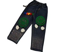 Pantalon long en jean pour femmes grande taille avec strass 2026 OC709