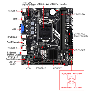 Motherboard LGA 1155 untuk Intel Core I7/I5/I3/Pentium/Celeron LGA1155 <span class=keywords><strong>DDR3</strong></span> M-ATX Intel Motherboard H61M - Product Image 4