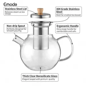 Универсальный стеклянный чайник и чайник для чая, термостойкий чайник из боросиликатного стекла со съемным чайником из нержавеющей стали