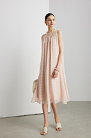 Robe en soie de mûrier 100% pour femme, à manches courtes, antistatique, col en V, taille haute, imprimé floral, style portefeuille, tie-dye, en mousseline tissée