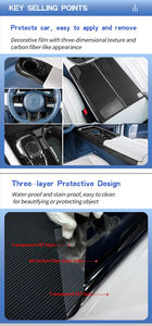 Película de <span class=keywords><strong>fibra</strong></span> de carbono 6D de alto brillo, Pegatina autoadhesiva negra para revestimiento de coche, vinilo de protección Interior antiarañazos para vehículos - Product Image 2