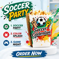 Boîtes à Popcorn Personnalisées pour Célébrations de Football – Seau à Popcorn en Papier Recyclable pour Événements Sportifs et Cinéma Maison
