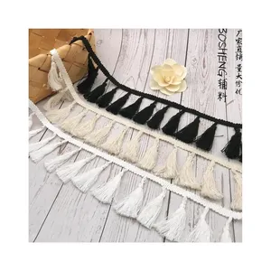 Supplier Lace Fringe Ribbon Elastic Webbing Strap 7 Cm Tassel Cotton Lace Garment Trim