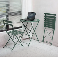 Simple pas cher 3 pièces pliant plat en acier Portable chaise de jardin balcon Bristo ensemble extérieur Patio café chaise table ensemble