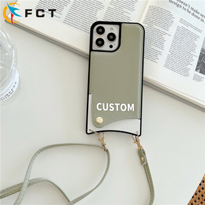 Nhật Bản Phong Cách Pebble Mô Hình PU Da Trường Hợp Điện Thoại Với Dây Buộc Dây Đeo Cho <span class=keywords><strong>Iphone</strong></span> 16 Pro - Product Image 1