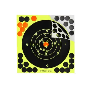 8x8 इंच 25pcs/बैग Splatterburst बुल्सआई प्रतिक्रियाशील कागज शूटिंग लक्ष्य-शॉट्स फट उज्ज्वल फ्लोरोसेंट पीले पर प्रभाव