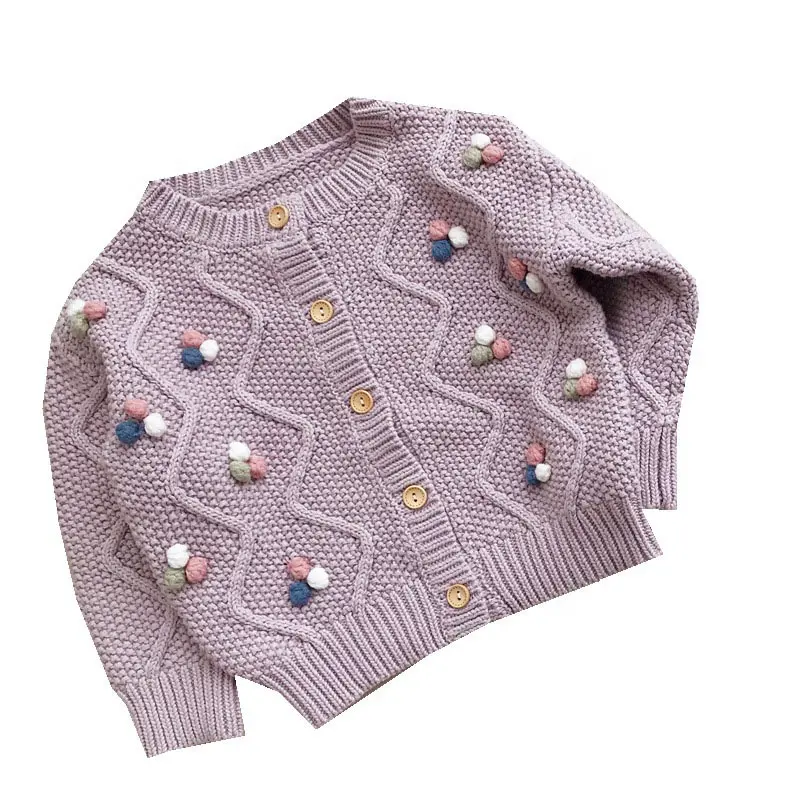 Dolce monopetto autunno inverno manica lunga abbottonato maglioni floreali caldi Cardigan lavorato a maglia Top per bambini bambine