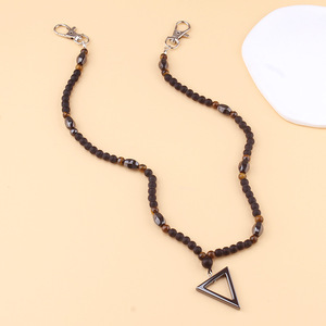 Chaîne de taille magnétique triangulaire avec pendentif, œil de tigre, agate noire, style punk géométrique, chaîne de corps pour homme, usage quotidien, alliage de zinc - Product Image 1