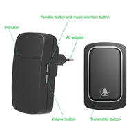 Sonnette de porte sans fil, sans batterie, avec prise US EU UK, auto-alimentée, sonnette électrique, étanche, sonnette de porte sans fil